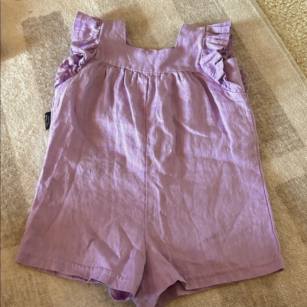 Purple Ruffle Sleeve Romper Tiny Tribe